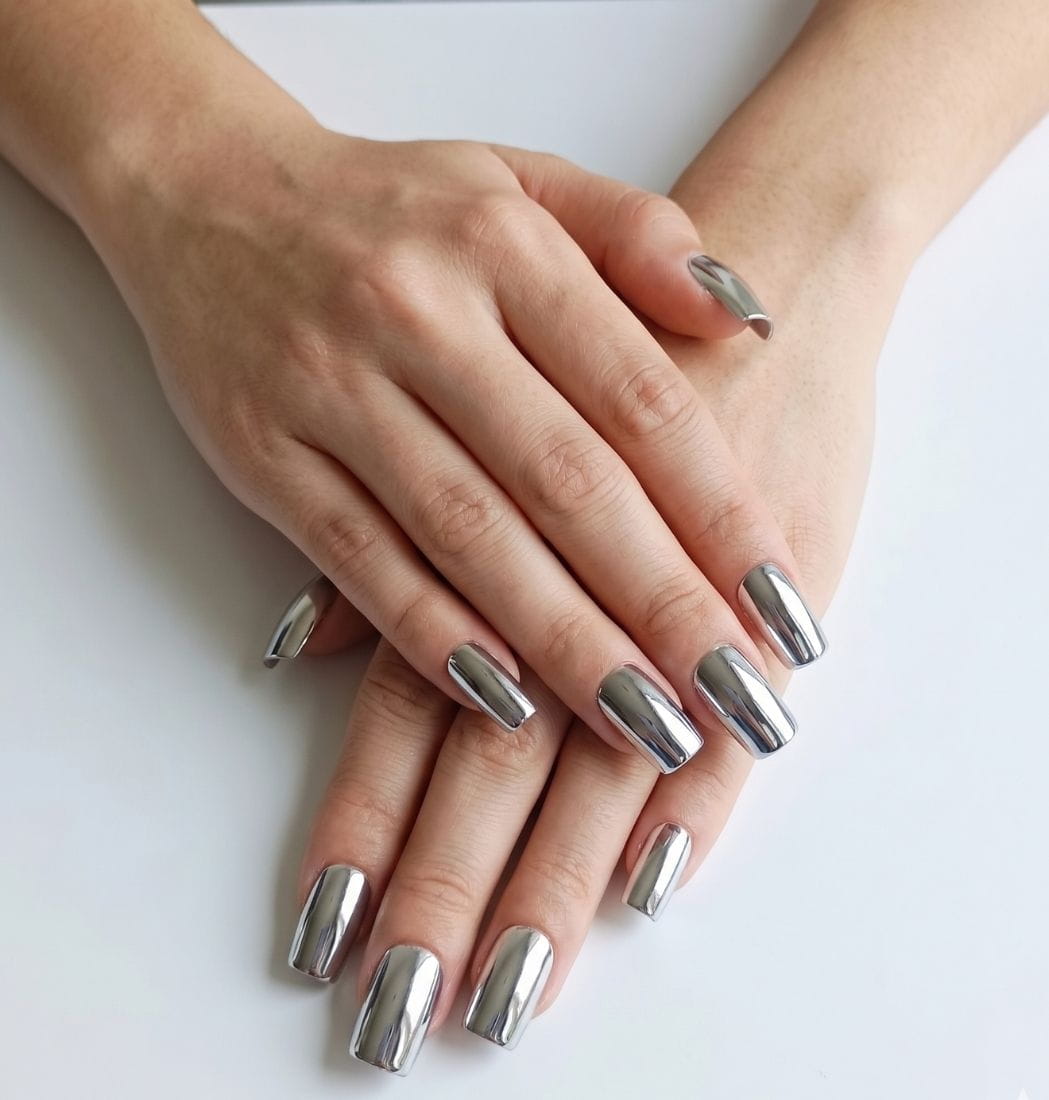 Press-On Nails Plata Resplandeciente