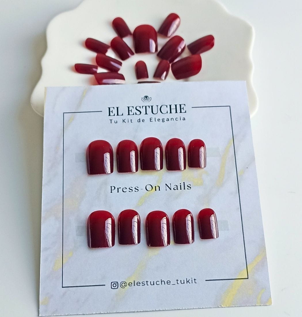 Press-On Nails Burdeo Gránate - Imagen 2
