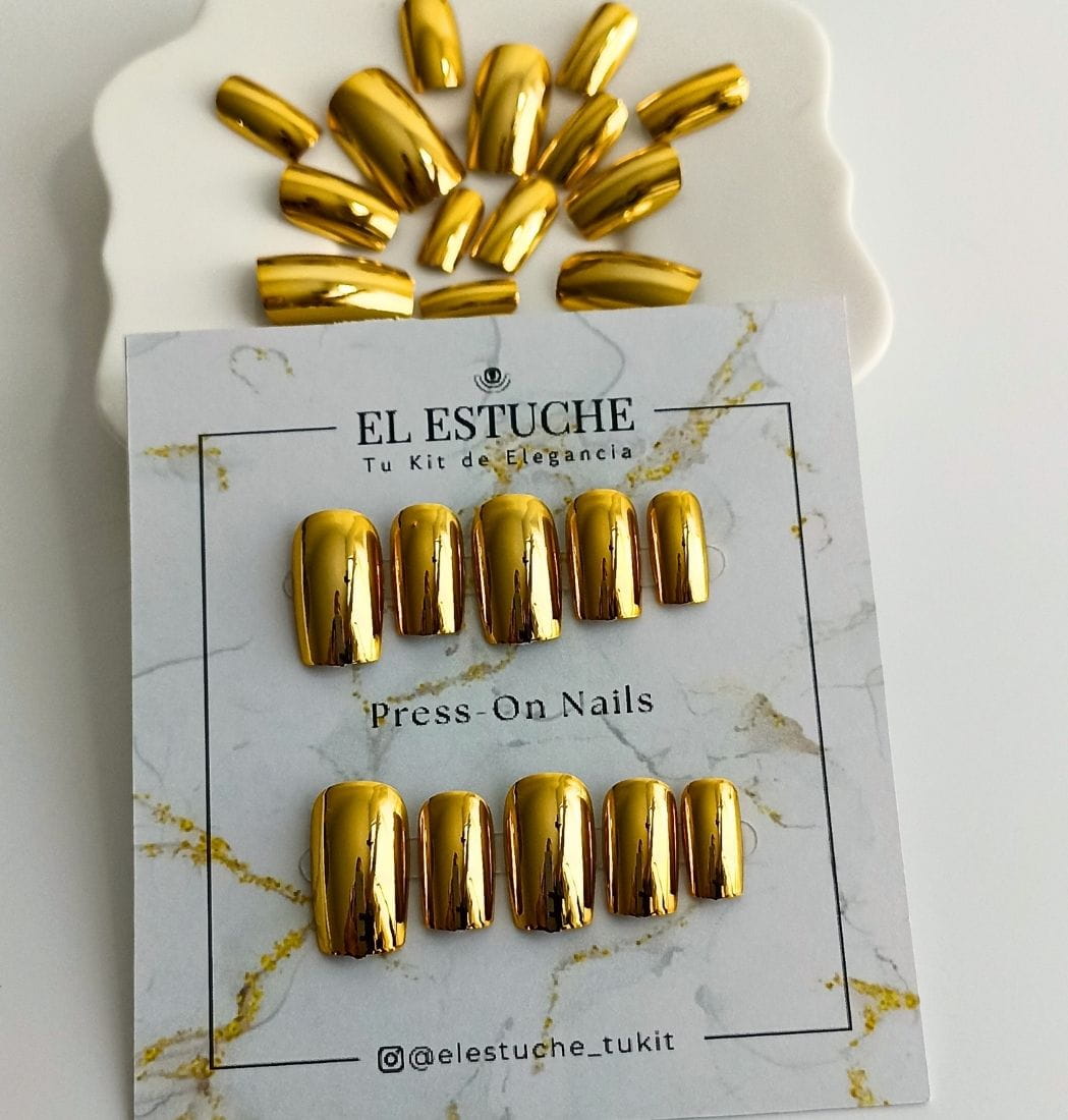 Press-On Nails Oro - Imagen 2