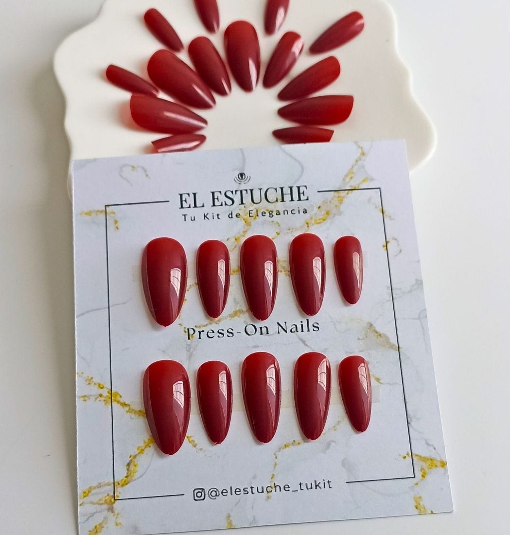 Press-On Nails Rojo Vino - Imagen 2