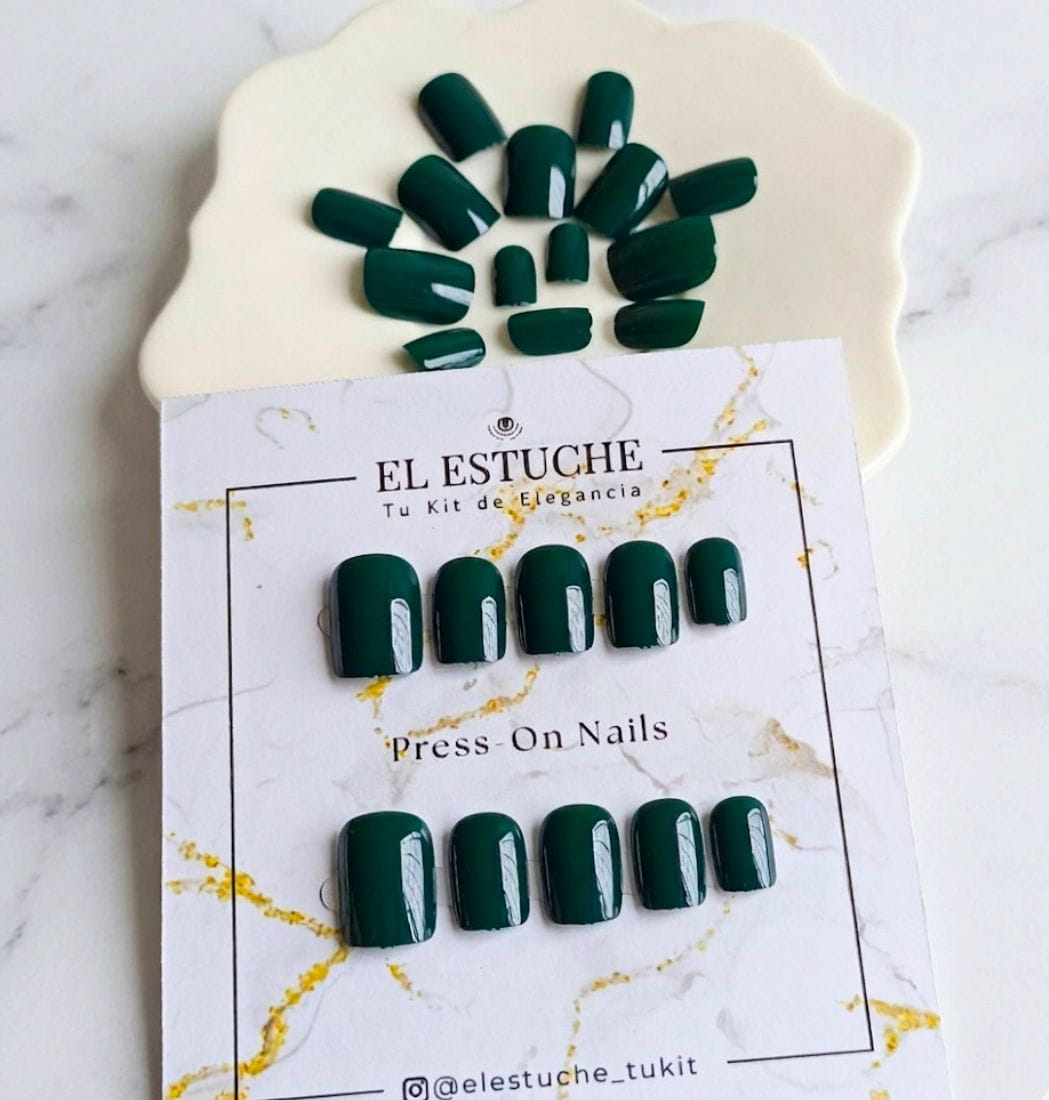 Press-On Nails Lujo Emeralda - Imagen 2