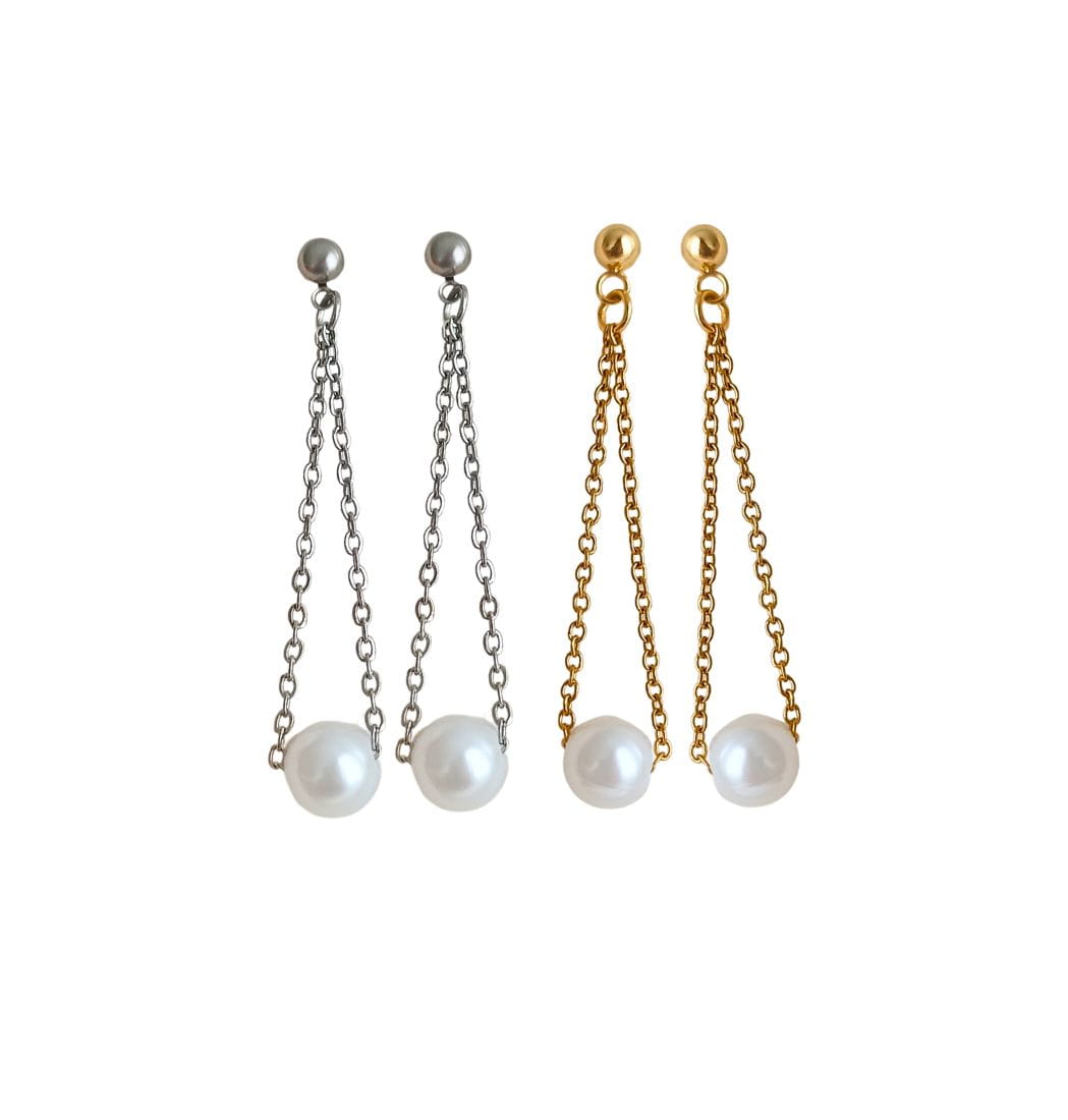 Aretes Cadenitas & Perlas