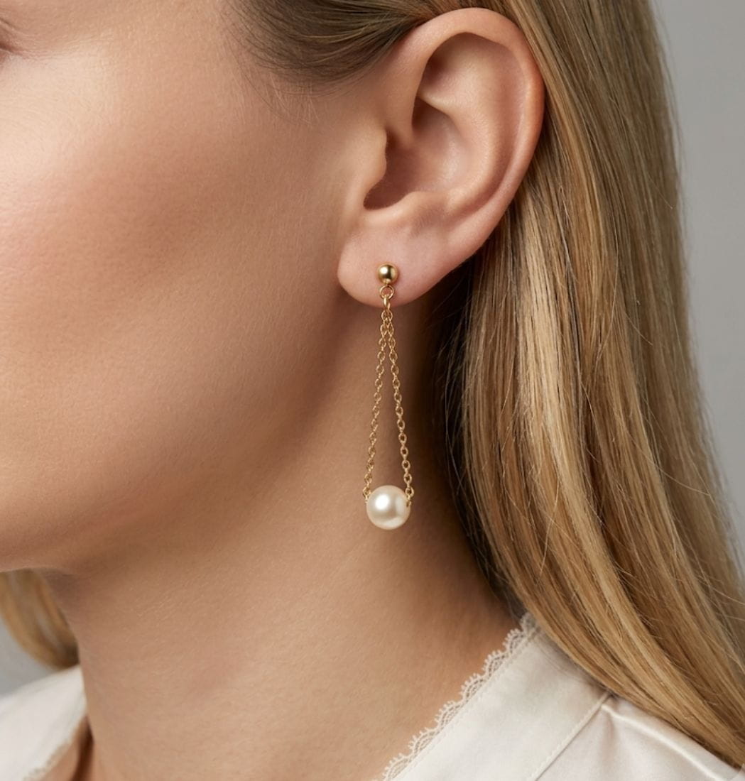 Aretes Cadenitas & Perlas - Imagen 4