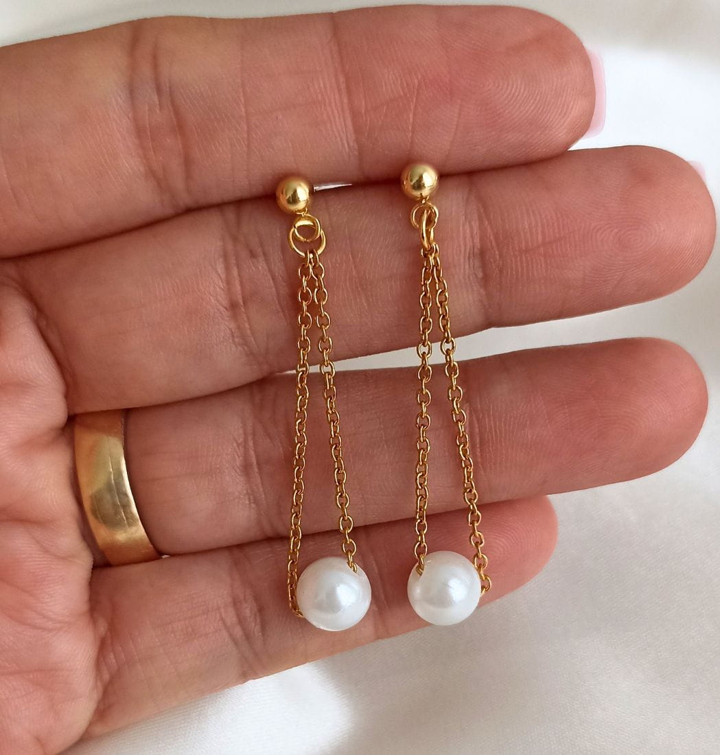 Aretes Cadenitas & Perlas - Imagen 6