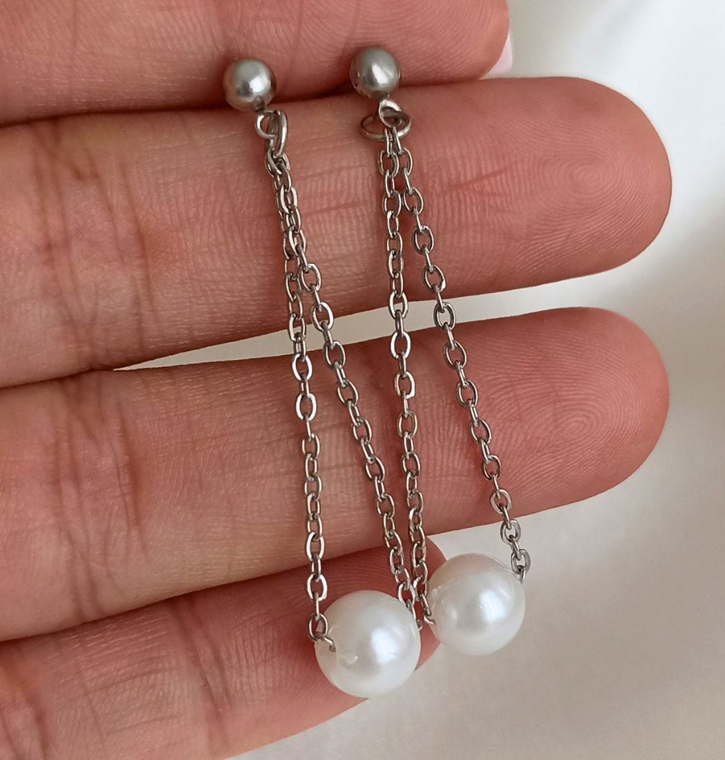 Aretes Cadenitas & Perlas - Imagen 9